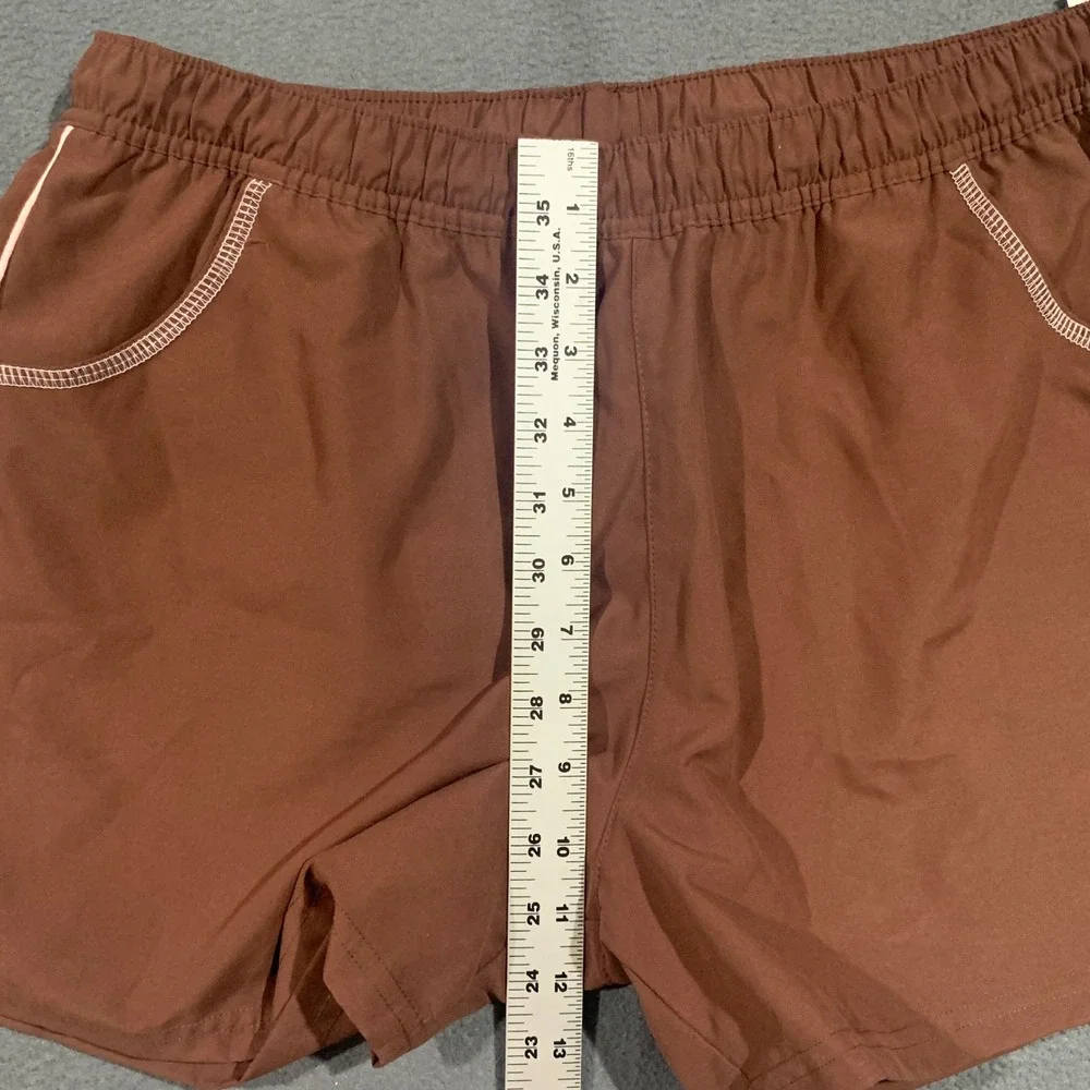 Kinesis Brown Poly Sueded Athletic Shorts Womens Large Made in USA NWT So Sporty